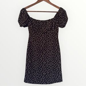 Missguided Black and White Polka Dot Mini Dress With Puff Sleeves Size US 4
